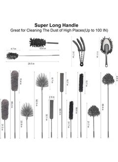 XiuWoo 9 in 1 home microfiber duster set, high reach duster kit with 100-inch extension, bendable and washable, for cleaning ceiling fans, crevices, furniture and cars  - Image 3
