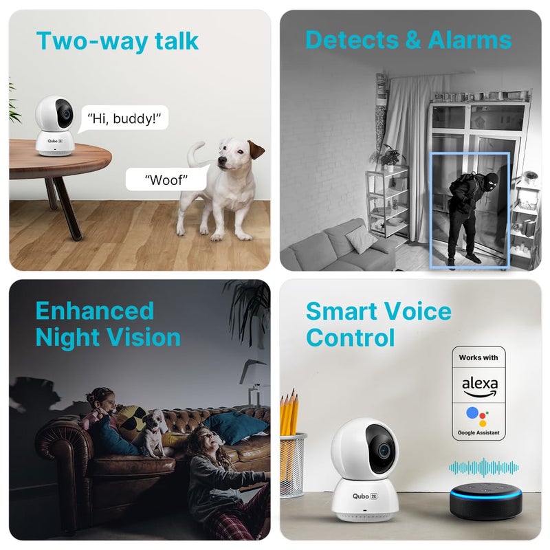 Qubo Smart 360 Ultra 2K 4MP 1440p WiFi CCTV Security Camera for Home from Hero Group Mobile App Two Way Talk Night Vision Cloud SD Card Recording Made in India Alexa OK Google - Image 5