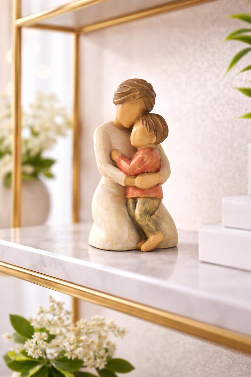 VEOJEIN Mother Boy Figurine, 4-inch Hand-Painted Resin Sculpture of Mother and Son Hug, Collectible Emotional Keepsake for Mom, Grandma, Birthday, Motherâ€™s Day, Home DÃ©cor Accent - Image 4