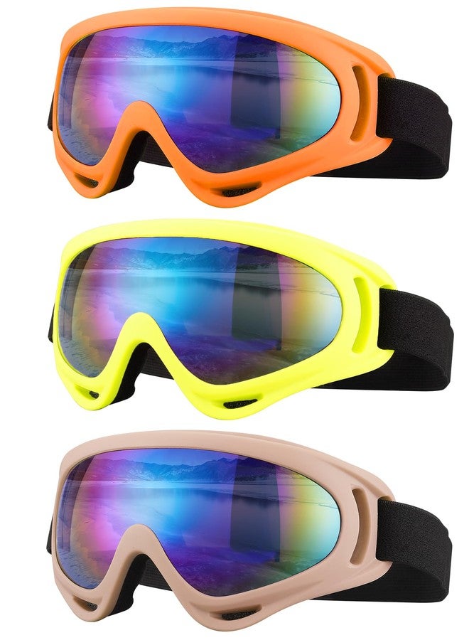 SixYard Ski Goggles, Motorcycle Goggles, 3 Pack Snowboard Snow Goggles for Men Women Adult Youth (Style 6) - Image 1