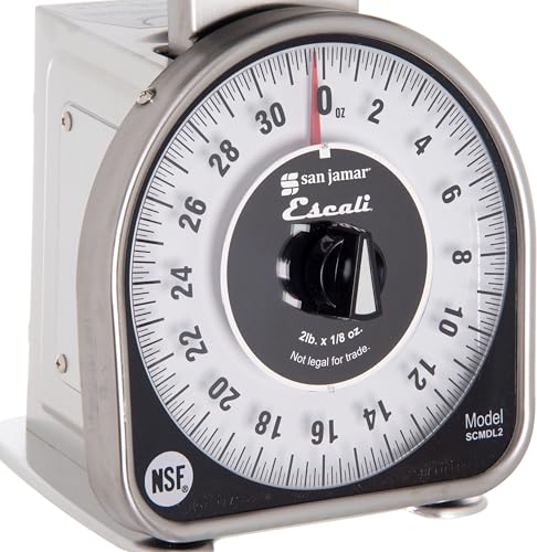 San Jamar Ms Series Mechanical Dial Scale Manual Food Scale with 2 Pound Capacity for Kitchens, Restaurants, And Cooking, Metal, 32 Ounces, Silver - Image 1
