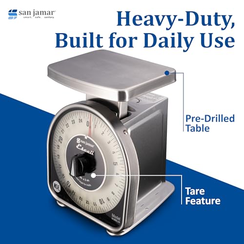 San Jamar Ms Series Mechanical Dial Scale Manual Food Scale with 2 Pound Capacity for Kitchens, Restaurants, And Cooking, Metal, 32 Ounces, Silver - Image 4