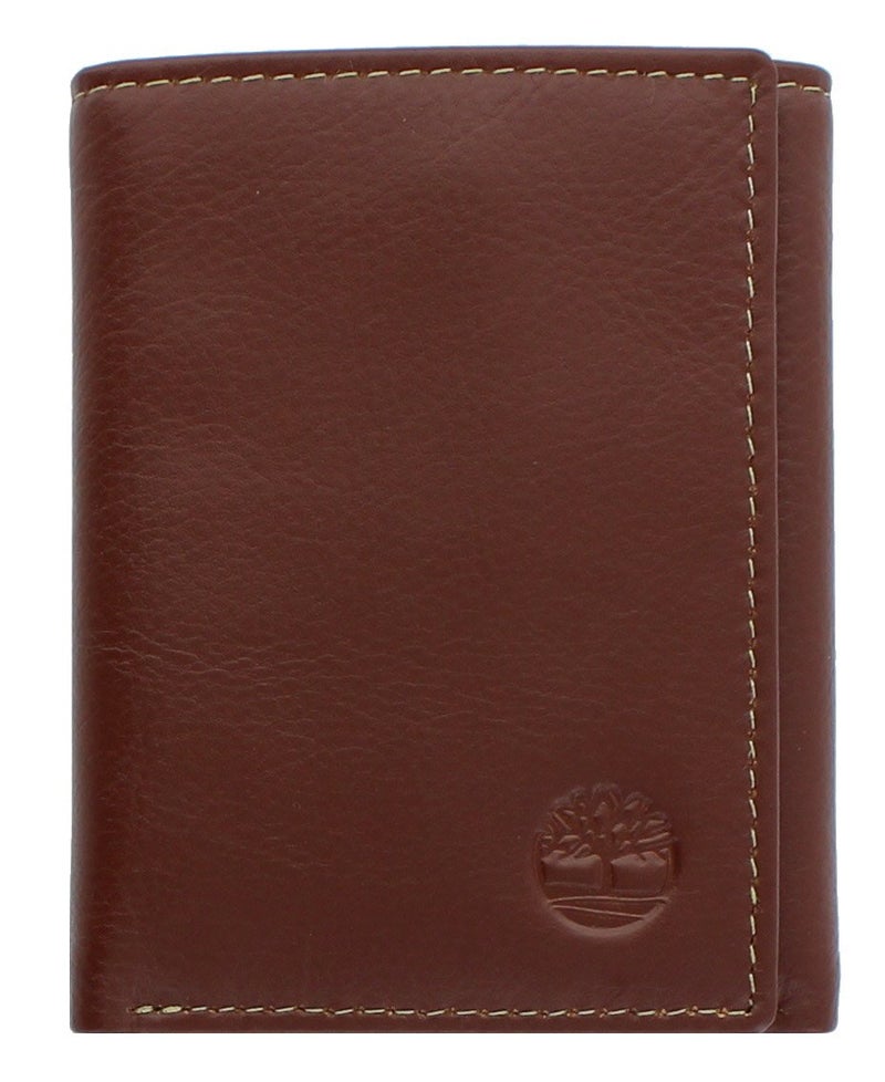 Timberland Men's Leather Trifold Wallet With Id Window, Cognac, One Size - Image 1