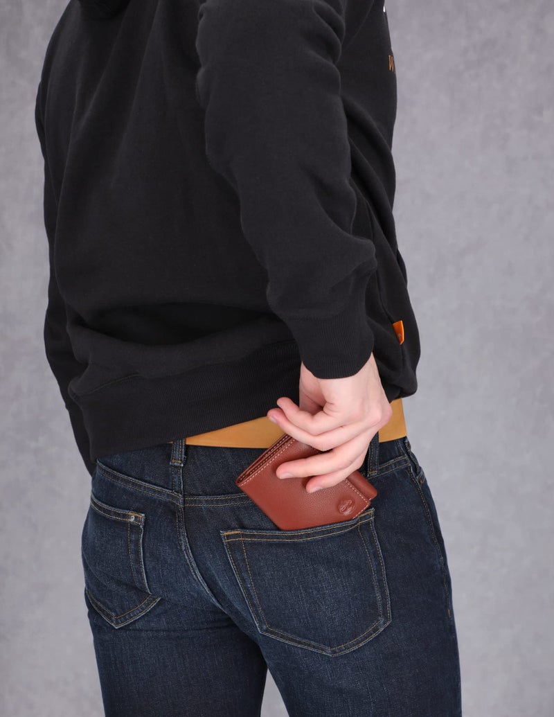 Timberland Men's Leather Trifold Wallet With Id Window, Cognac, One Size - Image 2