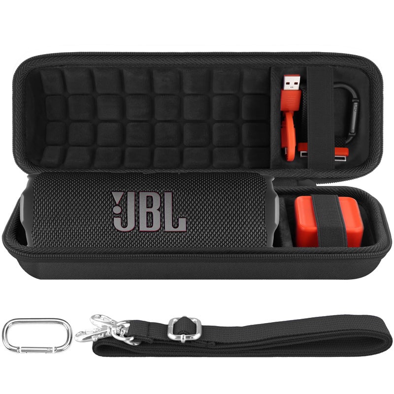 co2CREA Hard Travel Case Replacement for JBL Flip 7 Flip 6 FLIP 5 Waterproof Portable Bluetooth Speaker (Black Case + Inside Black) - Image 1
