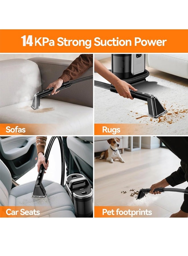 DSP Carpet Cleaner,14Kpa Portable Carpet Spot and Upholstery Cleaner with 5 Cleaning Modes, 1650W Powerful Suction Deep Couch Cleaner Machine with Handle for Pet Stains, Sofa, Car Seat, furniture,KD2065,Grey - Image 4
