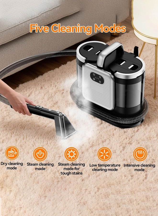 DSP Carpet Cleaner,14Kpa Portable Carpet Spot and Upholstery Cleaner with 5 Cleaning Modes, 1650W Powerful Suction Deep Couch Cleaner Machine with Handle for Pet Stains, Sofa, Car Seat, furniture,KD2065,Grey - Image 5