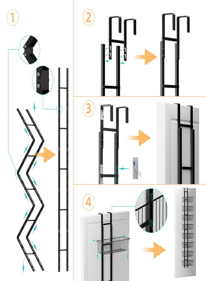 Upesitom 8-Tier Over the Door Organizer with Baskets - Metal Spice Rack Hanging Storage Rack for Pantry, Kitchen, Spices & Laundry, Adjustable Shelves, Heavy Duty Hanging Storage Organizer Door Mount, Black - Image 5