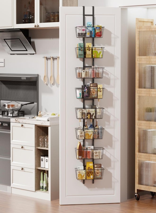 Upesitom 8-Tier Over the Door Organizer with Baskets - Metal Spice Rack Hanging Storage Rack for Pantry, Kitchen, Spices & Laundry, Adjustable Shelves, Heavy Duty Hanging Storage Organizer Door Mount, Black - Image 1