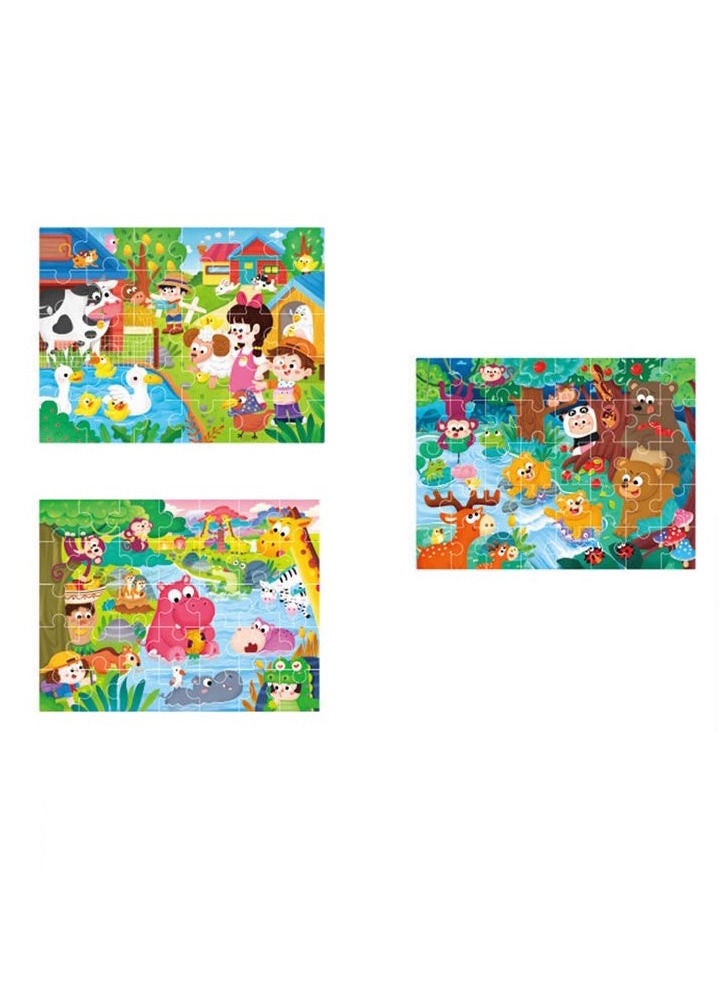 لعبة بازل مجموعة لوحات 3 في 1 للأطفال بعمر ثلاث سنوات وأكثر