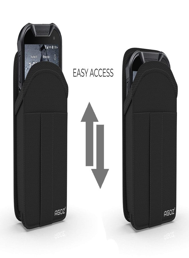 Agoz Carrying Holster For Kyocera DuraSport 5G UW, Kyocera DuraForce PRO 2 E6910 E6920, DuraForce PRO E6830 E6820 E6810 E6833, Rugged Canvas Vertical Case Pouch Cover with Strong Metal Clip Belt Loops - Image 4