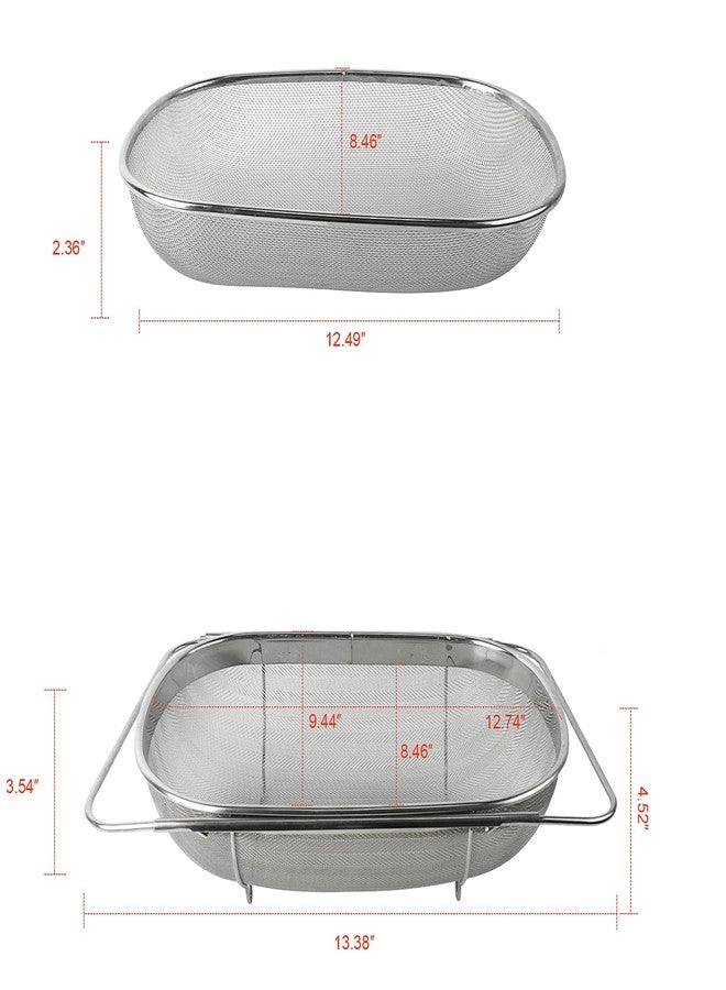 Luwint Lwuint Premiun Stainless Steel Double Sieve Oval Colander Mesh Strainer, Large and Expandable Handle for Kitchen Sink, Honey Strainer, Fruit, Vegetable - Image 3