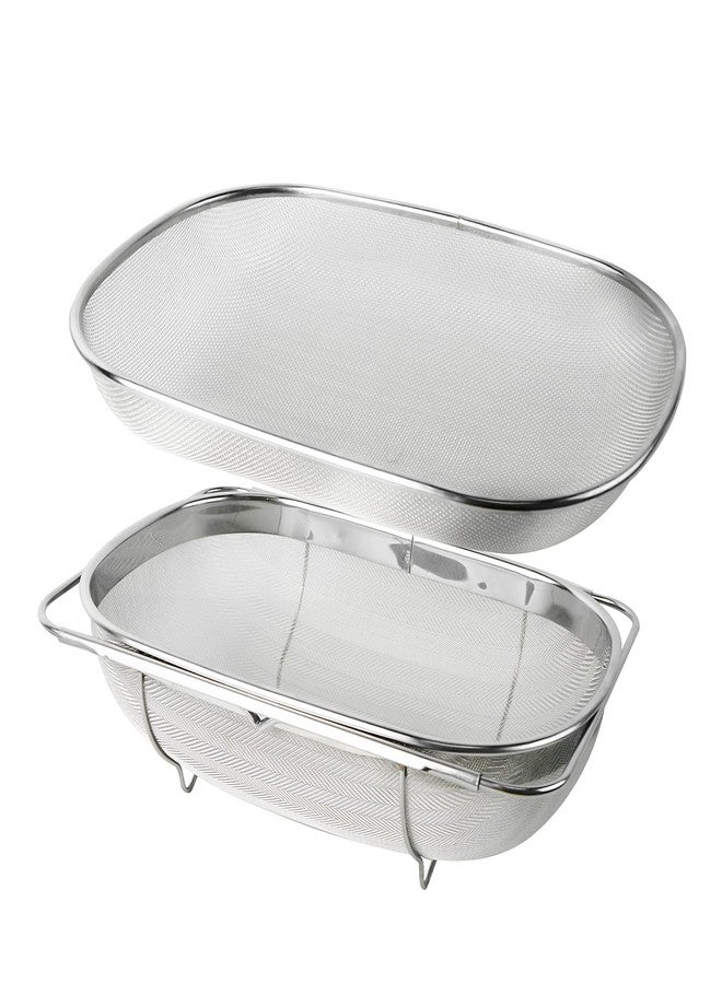 Luwint Lwuint Premiun Stainless Steel Double Sieve Oval Colander Mesh Strainer, Large and Expandable Handle for Kitchen Sink, Honey Strainer, Fruit, Vegetable - Image 1