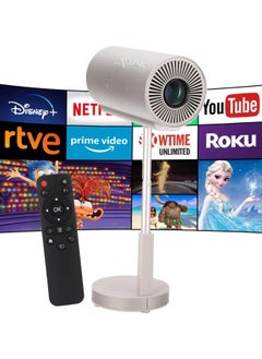 جهاز عرض ذكي تلسكوبي Adak 6K مع دعم WiFi 6 و1080P، جهاز عرض مسرح منزلي محمول مع تركيز إلكتروني وبلوتوث 5.3 (أحدث طراز)