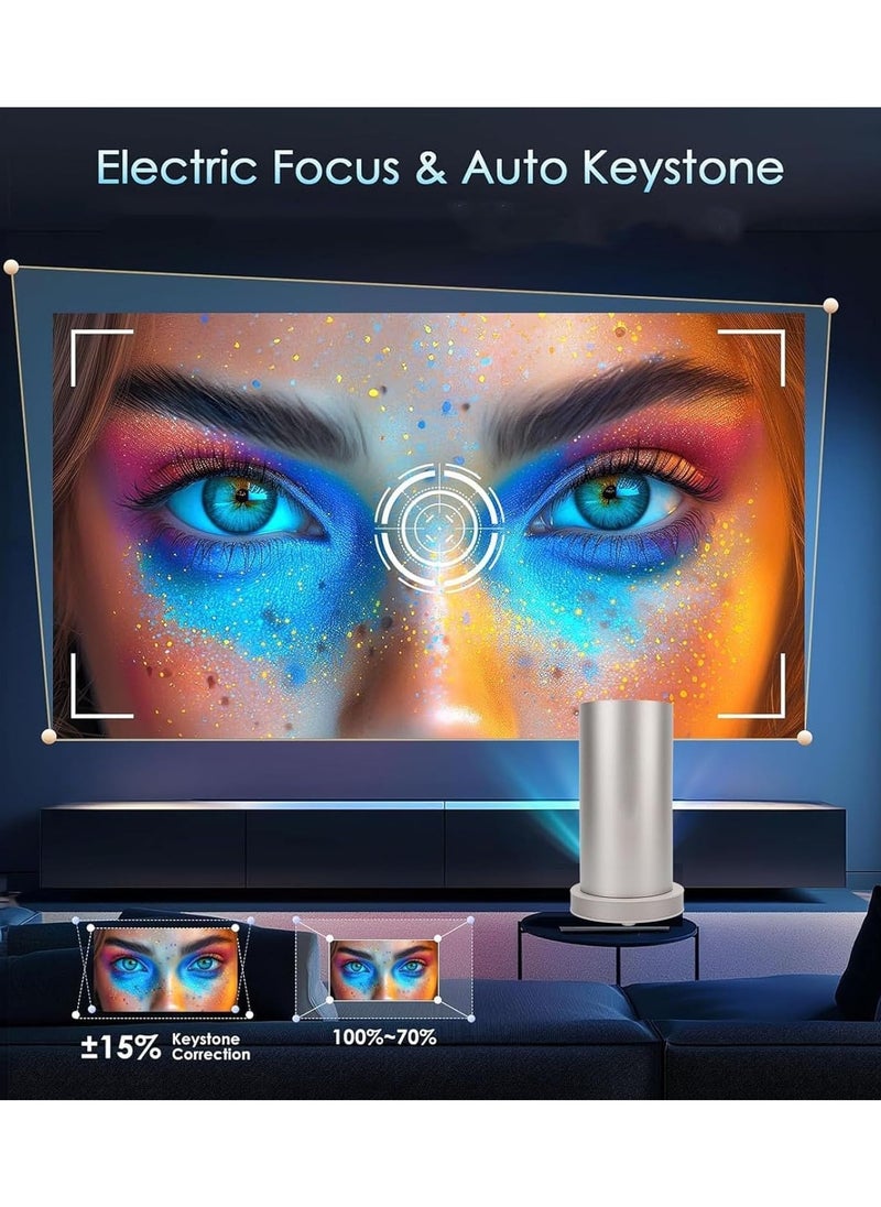 أداك - جهاز عرض ذكي تلسكوبي Adak 6K مع دعم WiFi 6 و1080P، جهاز عرض مسرح منزلي محمول مع تركيز إلكتروني وبلوتوث 5.3 (أحدث طراز) - Image 1