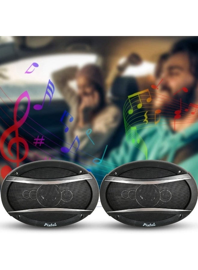 Pistol 6x9 Inch 5 Way Coaxial Car Speaker 600W High Power Audio System with Woofer Midrange Tweeter 4 Ohm Impedance 92dB Sensitivity Full Range Bass Upgrade Universal Vehicle Door Rear Deck Mount Heavy Duty Car Audio Sound Enhancement Speaker - Image 5