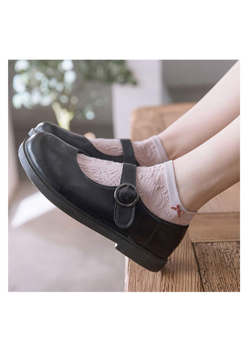 SYOSI Women's Short Sock Cotton Low Cut Ankle Socks Lightweight Breathable Ventilation Ankle Socks, Elasticity Lovely Bow Detailing Jacquard No Show Low Cut Socks Size 5 to 9 5 Pack - Image 5