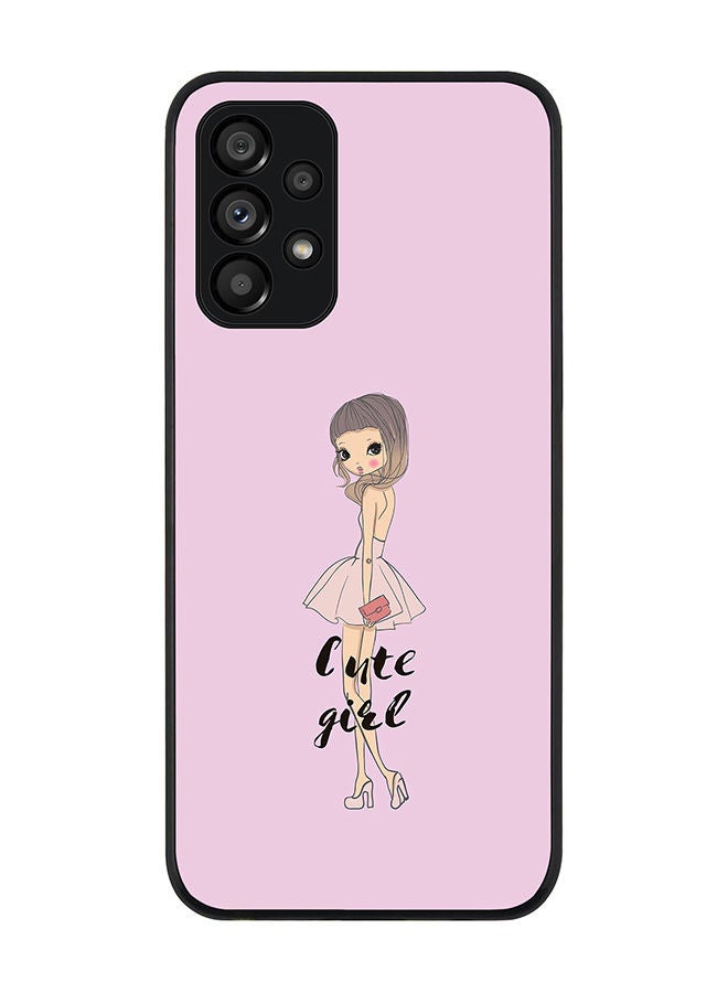 Stylizedd Rugged Black edge case for Samsung Galaxy A23 (LTE/4G) Slim fit Soft Case Flexible Rubber Edges Anti Drop TPU Gel Thin Cover - Coy Cute Girl - Image 1
