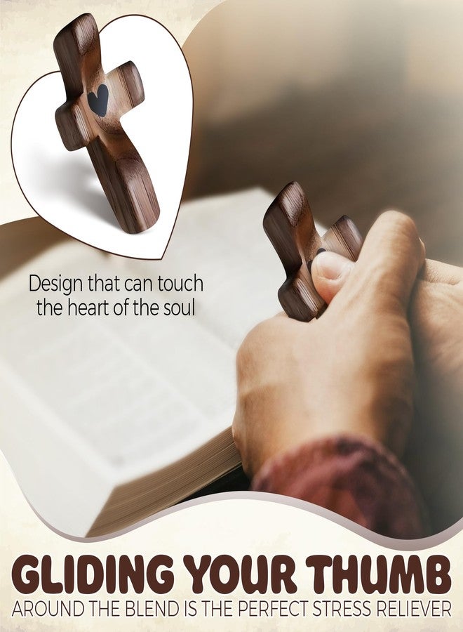 VINETEN Cross My Heart,Wooden Cross,Encouragement Gift Stress Relief Cross,Prayer Cross for Hand,Pocket Cross Christian Gifts for Women and Fidget Toys for Children and Adults(Black 1Pcs - Image 4