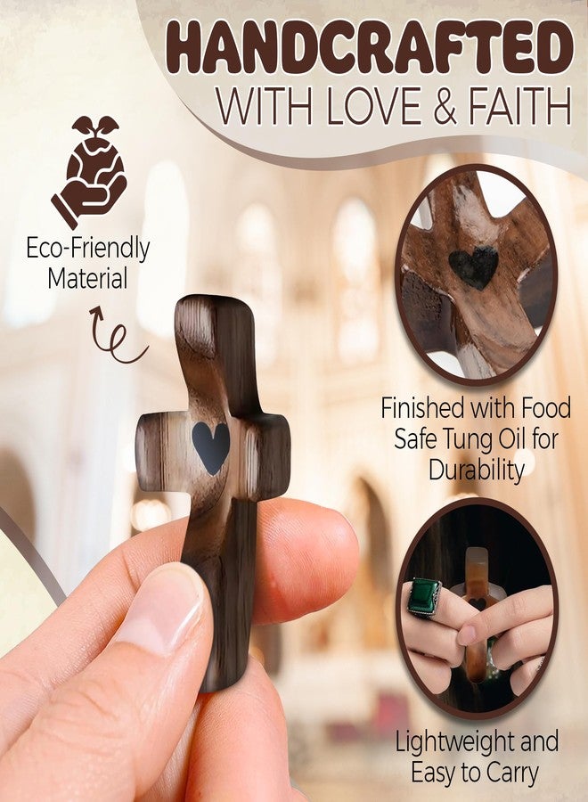 VINETEN Cross My Heart,Wooden Cross,Encouragement Gift Stress Relief Cross,Prayer Cross for Hand,Pocket Cross Christian Gifts for Women and Fidget Toys for Children and Adults(Black 1Pcs - Image 2