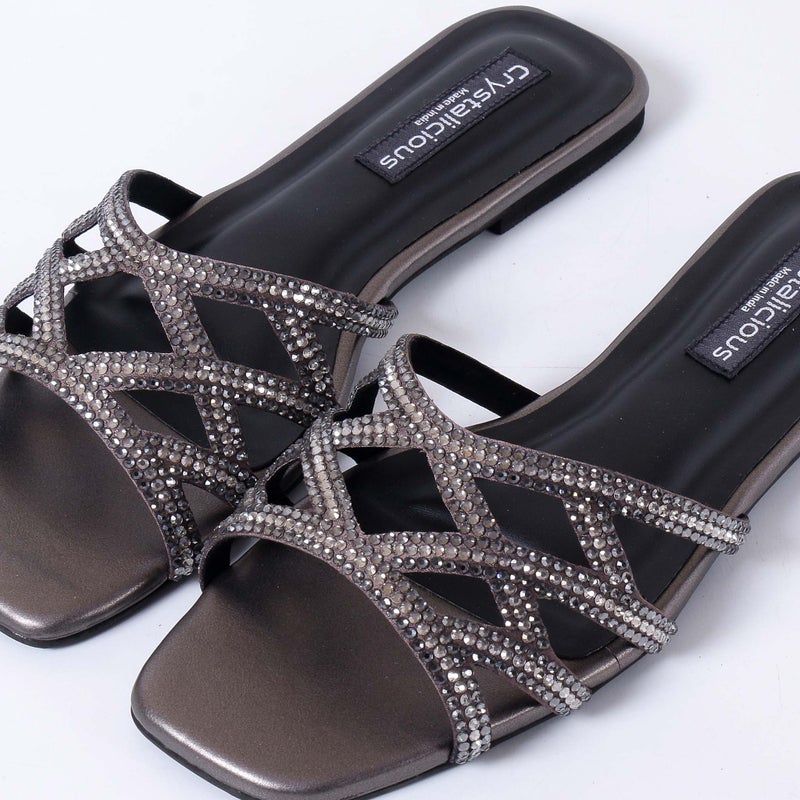 Crystalicious Fiona Luxurious Rhinestones Sandals Handcrafted by Artisans Effortless Glamour for Every Occasion - Image 2