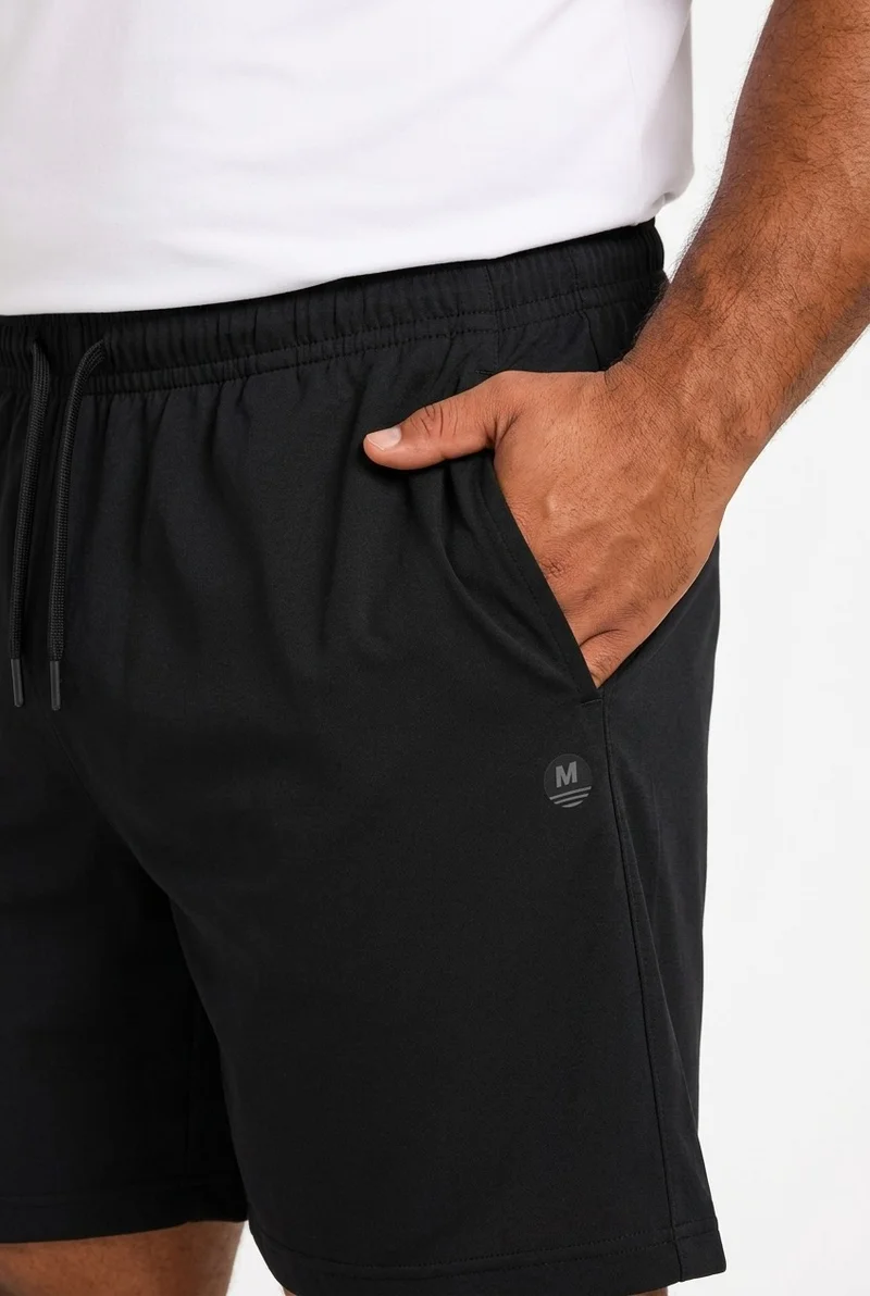 Moveletix Black Men's Plus Size Training Long Shorts Black for Men | Best Price UAE