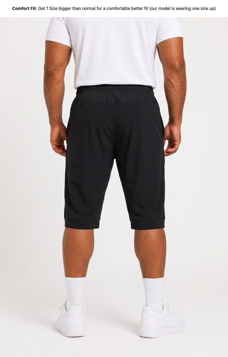 Moveletix Men's Plus Size Training Long Shorts Black - Image 2