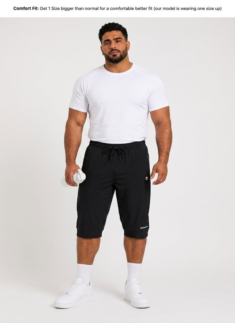 Moveletix Men's Plus Size Training Long Shorts Black - Image 3