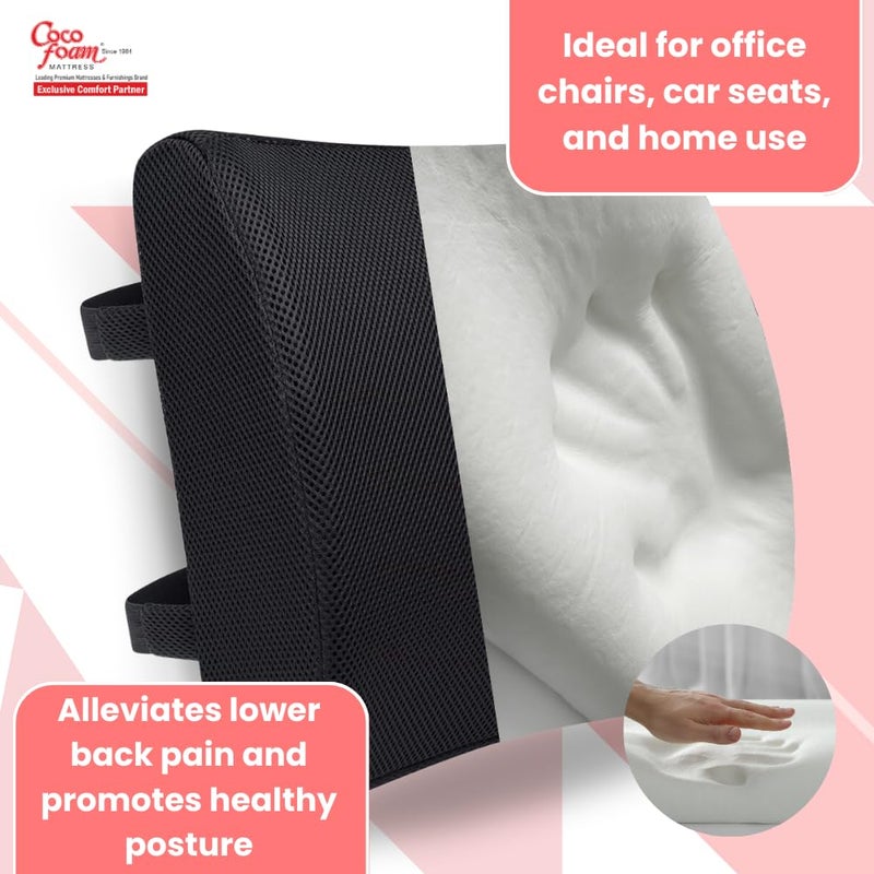 COCOFOAM Memory Foam Lumbar Support Pillow for Back Support & Back Pain Relief. (Pack of 1 Pillow, White) - Image 2