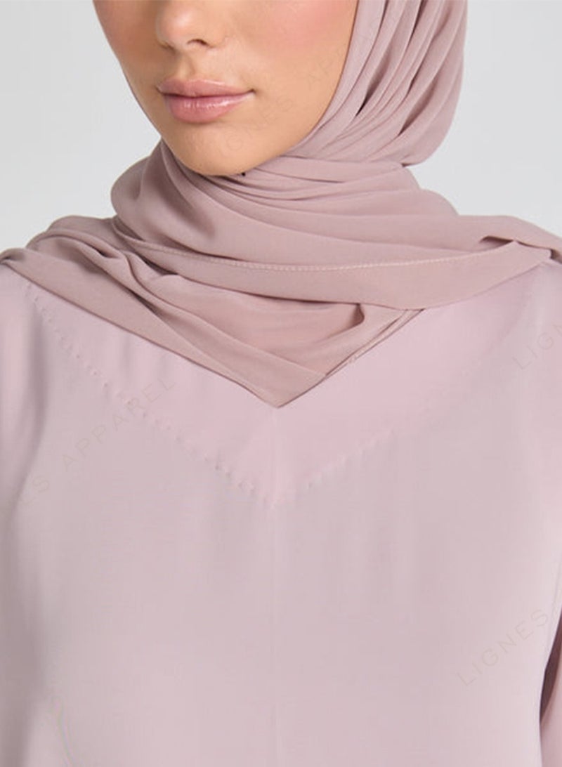 Classic Pink Nida Abaya Dress with Matching Hijab  - Image 2