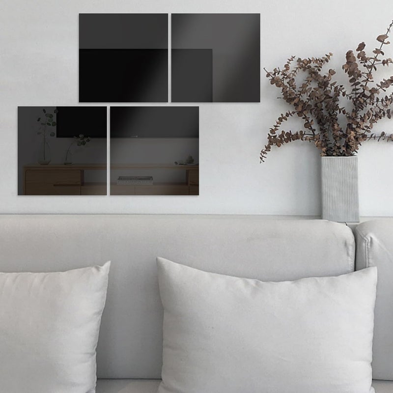 فيلكاس مرآة جدارية مربعة سوداء من الأكريليك 30x30 سم ملصق مرآة بلاستيكية بدون إطار لديكور جدار غرفة النوم الحمام الحرف اليدوية DIY - Image 5
