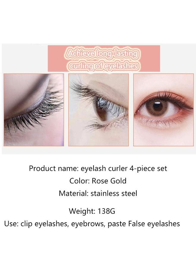 Stainless Steel Eyelash Clip Set Eyebrow Clip Tweezers Beauty Tool False Eyelashes Assistant(Rose Gold)