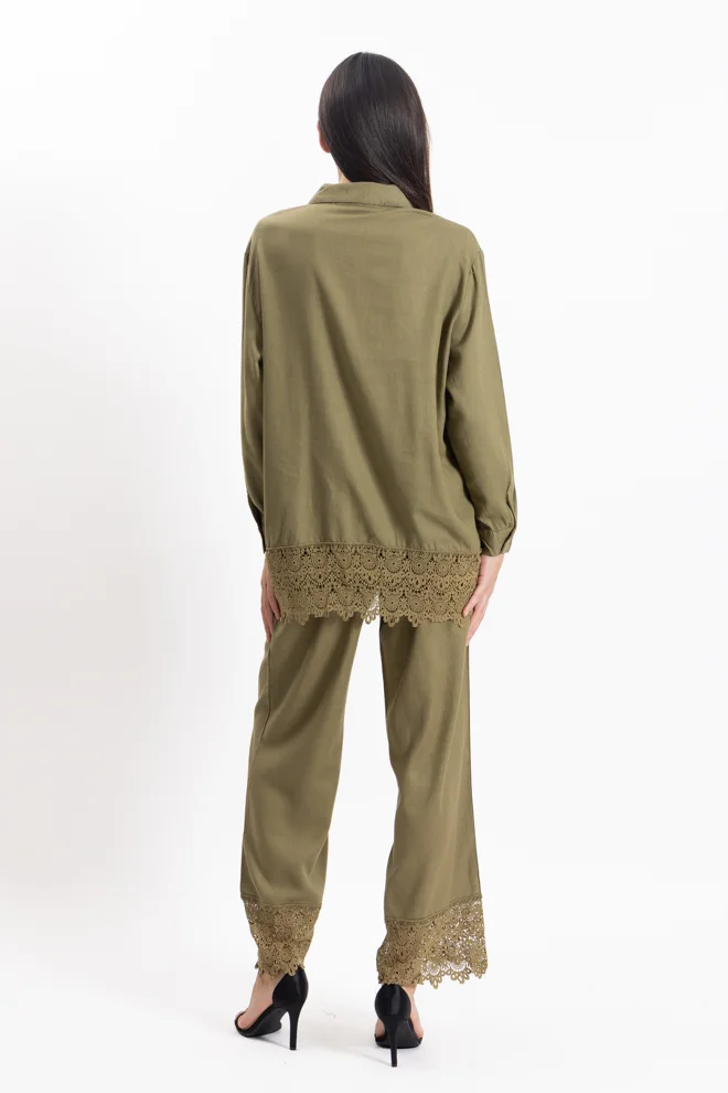 SHAPES DETAILED LINEN BLEND SHIRT SET