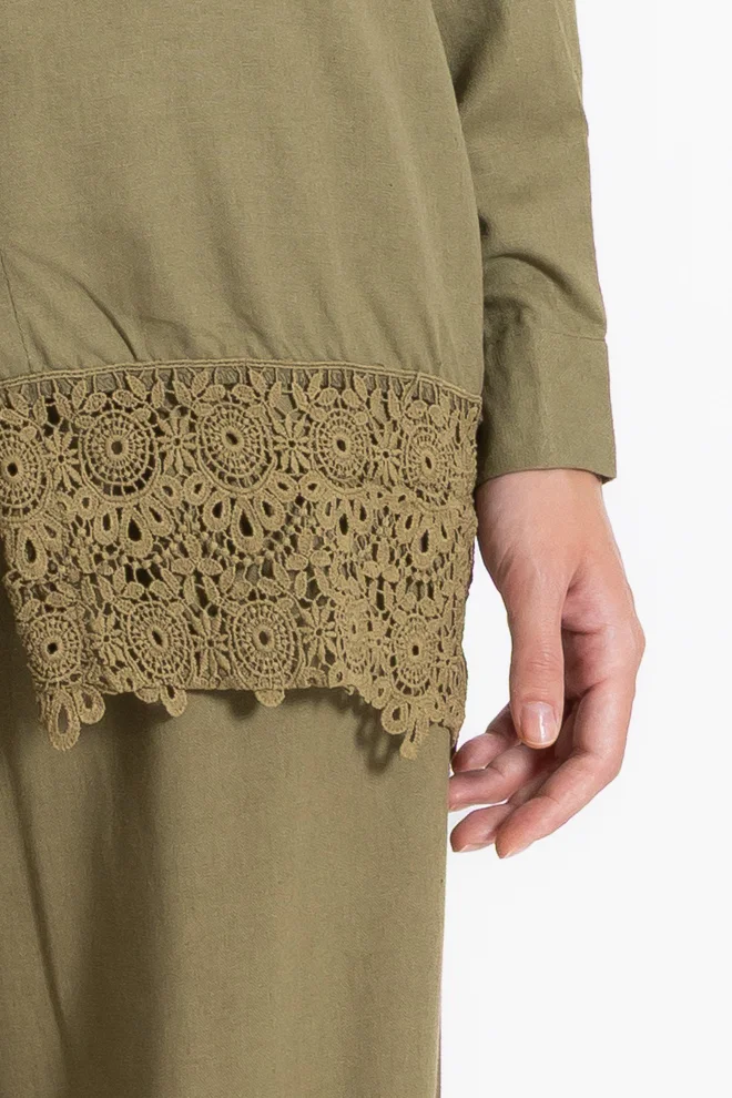 SHAPES DETAILED LINEN BLEND SHIRT SET