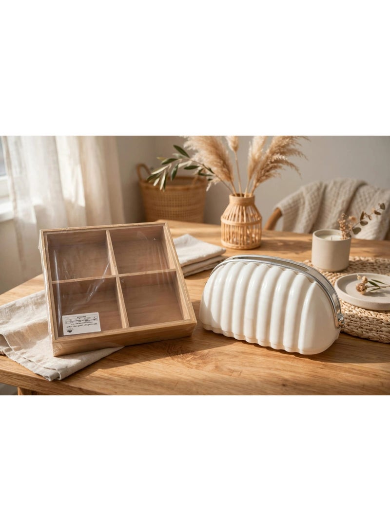 Wooden divided nut organizer + acrylic tissue box in a bag shape - Image 2