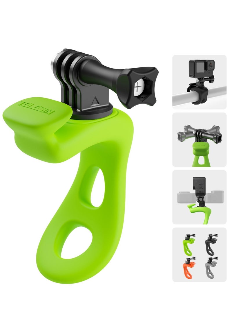 TELESIN Elastic Small Q Handlebar Mount, Compatible with GoPro, DJI, Insta360, and Other Action Cameras (Green)  - Image 2