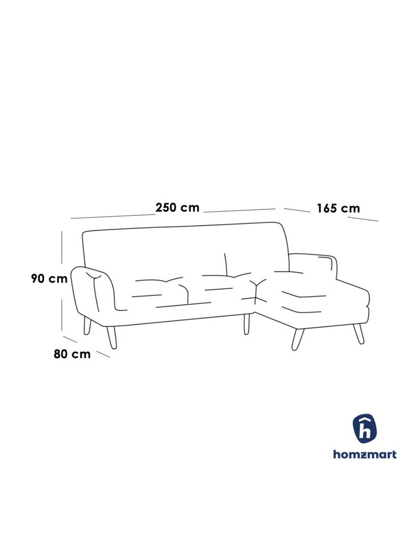 Homzmart - Swedish Wood and Linen L-Shape Sofa - Grey - Image 1