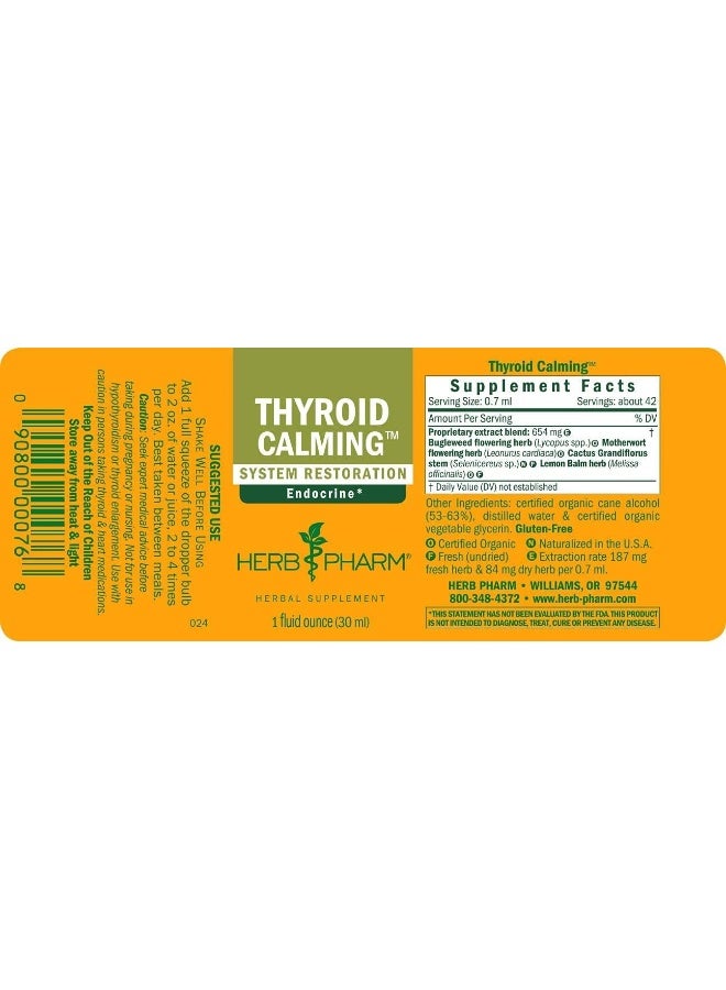 Herb Pharm Thyroid Calming Liquid Herbal Formula for Endocrine System Support - 1oz - Image 2