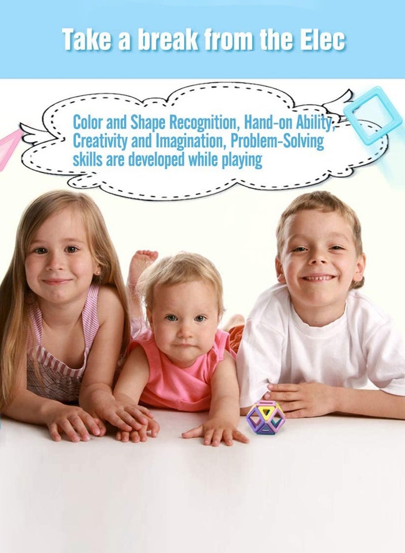 إسكدنيا كتل بناء مغناطيسية، 97 قطعة أشكال مغناطيسية، بلاستيك ABS آمن، دليل تعليمات مرفق، ألعاب بناء تعليمية للأطفال والرضع - Image 4