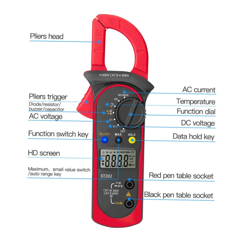 Digital Clamp Current Multimeter Voltage Tester Auto-ranging Ac Dc Electricity Measurement Tool Household Voltage Detector Without Battery - Image 5
