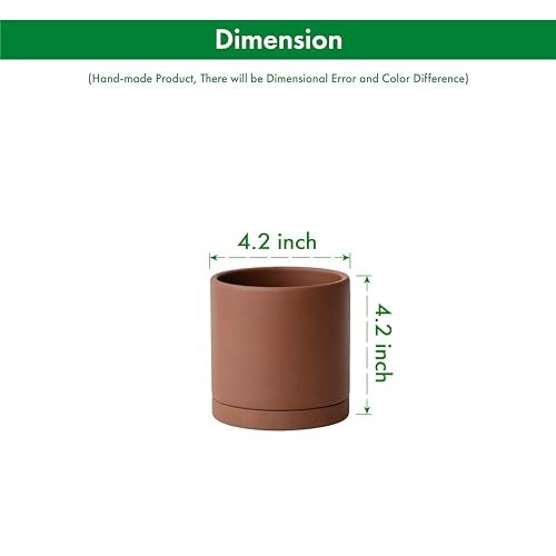 D'vine Dev 4 Inch Rust Terracotta Plant Pot with Drainage Hole and Saucer, Round Cylinder Planter Pot for Indoor Plants, 40-V-A-3 - Image 3