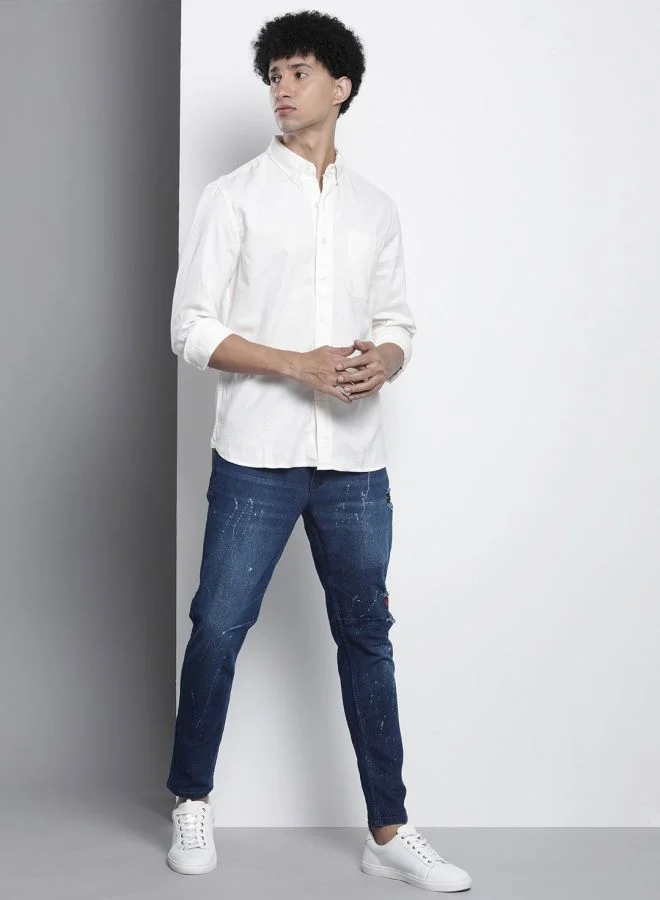 The Indian Garage Co Men Carrot Fit Distressed Mid-Rise Stretchable Jeans