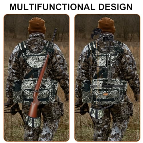 MDSTOP Hunting Fanny Pack WaistPack Style Hunting Pack Camo Waist Pack with Shoulder Straps and Harness Pouch Black Camo - Image 3