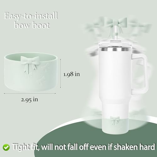 Lnulyaciy Bow Silicone Protective for Stanley Boot for 20/30/40Oz, 2 Pack for Stanley Cup Accessories Compatible 12-24Oz for Hydroflask Boot and More (Light Green Set) - Image 5