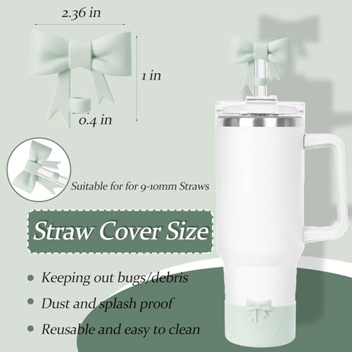 Lnulyaciy Bow Silicone Protective for Stanley Boot for 20/30/40Oz, 2 Pack for Stanley Cup Accessories Compatible 12-24Oz for Hydroflask Boot and More (Light Green Set) - Image 2