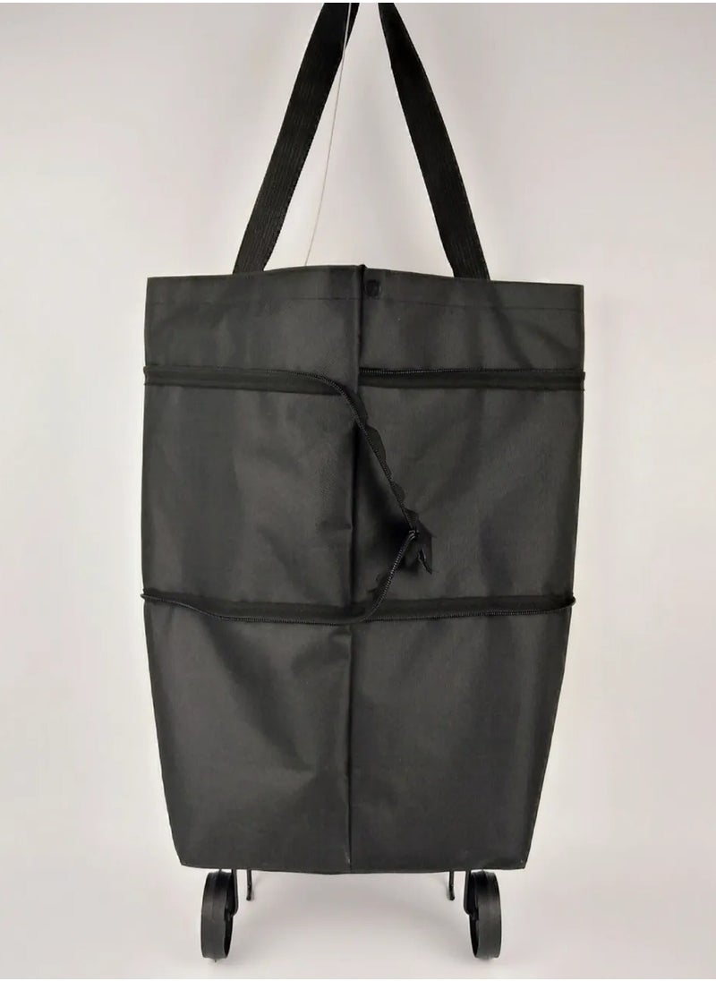 Generic Foldable Shopping Trolley Bag with Wheels 