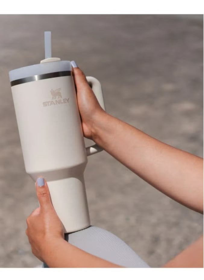 Stanley - Quencher H2.0 FlowState 30oz Stainless Steel Vacuum Insulated Tumbler with Lid and Straw – Keeps Drinks Cold for 24 Hours & Hot for 6 Hours – Ideal for Water, Iced Tea, Coffee, Smoothies & More – Durable, Leakproof & Stylish Cream - Image 1