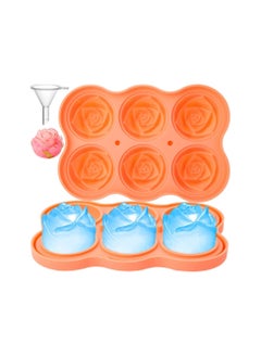 Y&D Ice Cube Mold Tray,6 Large Rose Balls 1.8'' Easy Release Silicone for Cocktails,Drinks,Whiskey,Bourbon & Homemade Juice (ORANGE)  - Image 1