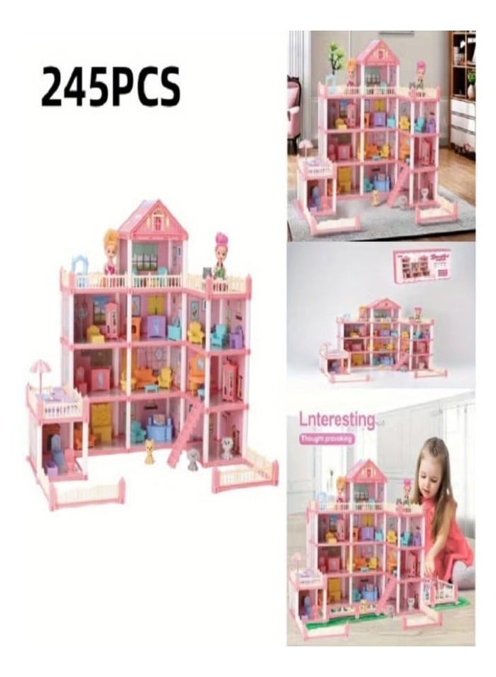 Beautiful Castle Playset, 245 Pieces, Magical Dollhouse for Pretend Play, 4 Floors, 11 Rooms, Suitable for Girls Ages 3 and Up.  - Image 5