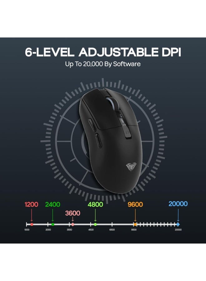 AULA SC590 PRO Wireless Gaming Mouse 2.4G + Bluetooth + Wired | 64g Lightweight Esports Mouse with 3311 Sensor Chip, RGB Lighting, Ergonomic Design, Ultra-Fast Response for PC & Laptop - Image 5